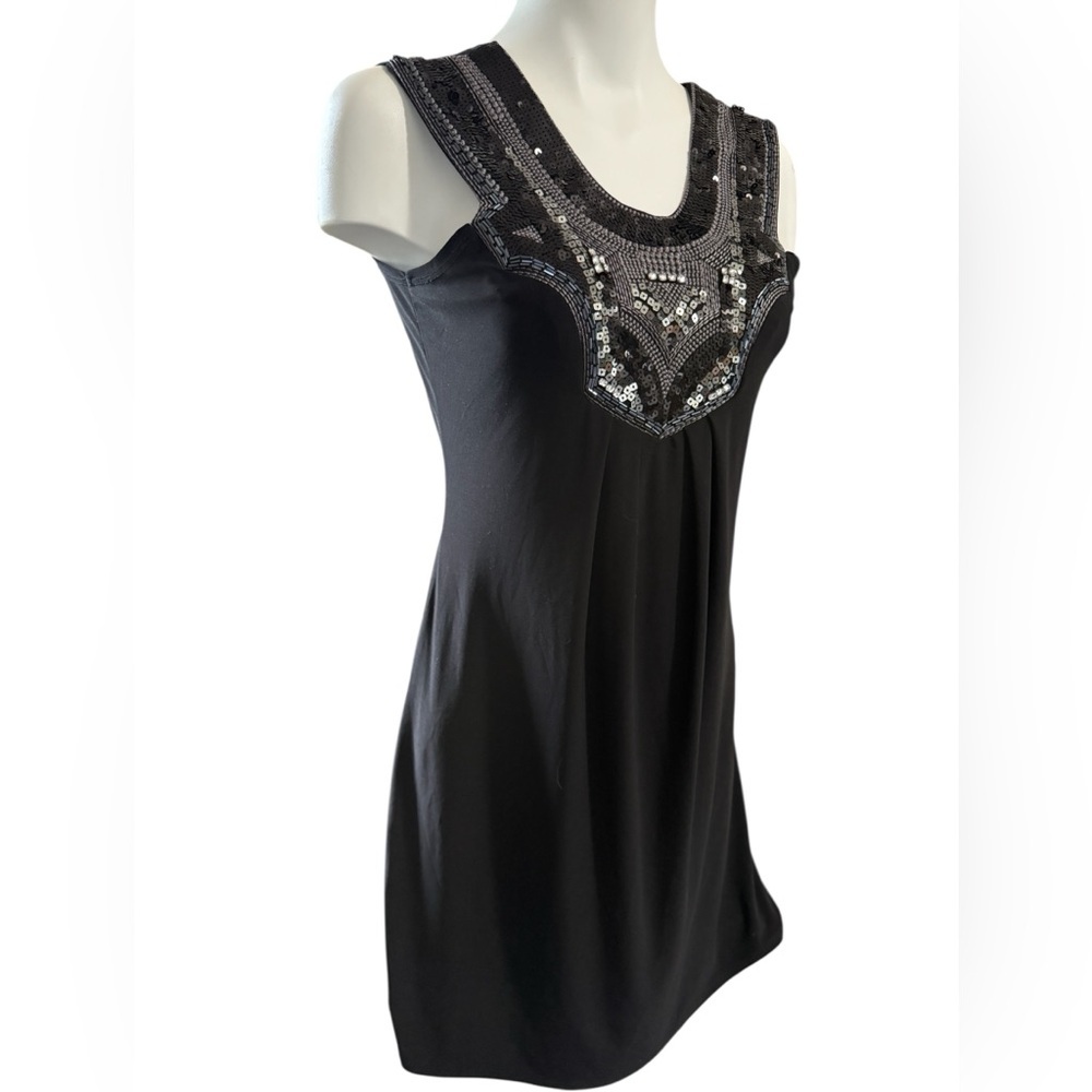 Jessica black Mini Dress, Beaded/Sequins, Stretch, size Small Pit